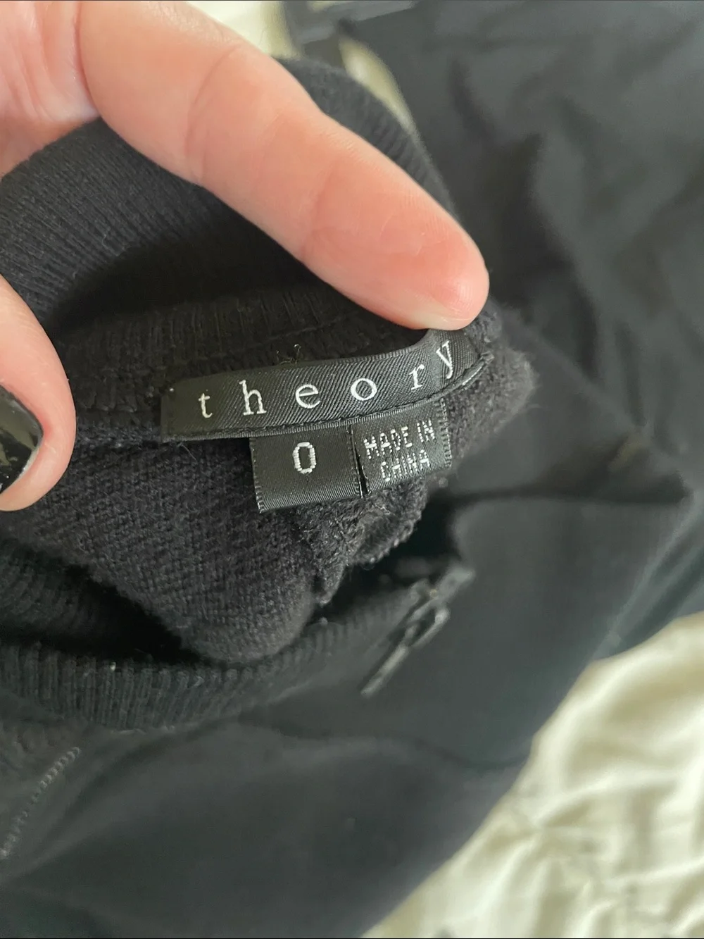 THEORY Gretchyn Wool Blend Side Zipper Mini Skirt in Black - Picture 2 of 5